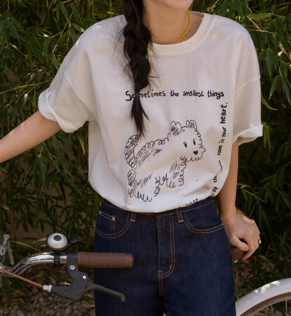 Matin Kim Matin Embroidery Logo Top In White | Basic Tees