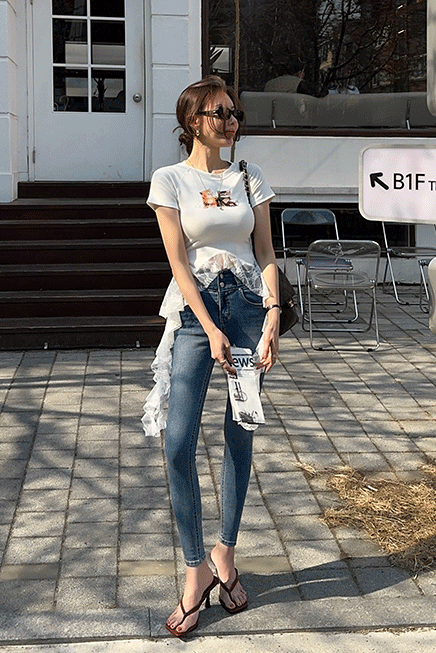 Matin Kim Matin Embroidery Logo Top In Black | Basic Tees