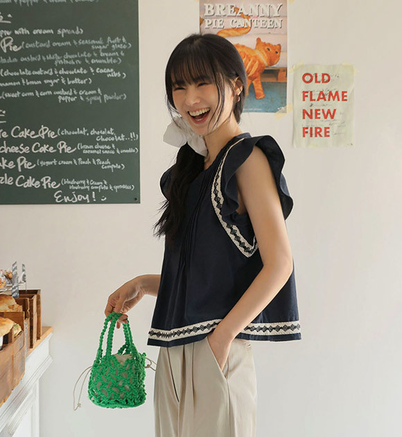 8seconds Sailor Collar Blouse White | Bell Sleeve for Women
