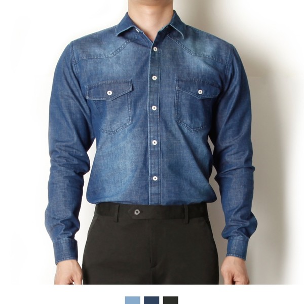 8seconds Color Washing Denim Short Sleeve Shirt Dark Brown