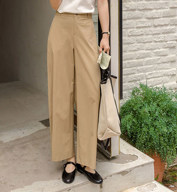 JUSTONE Cool Stretch Side Vent Wide Slacks | KOODING