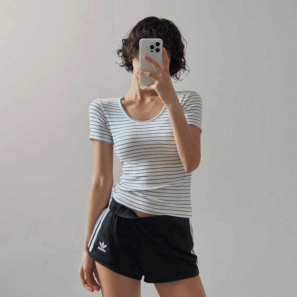 Matin Kim Matin Logo Shirring Top In White | Basic Tees for