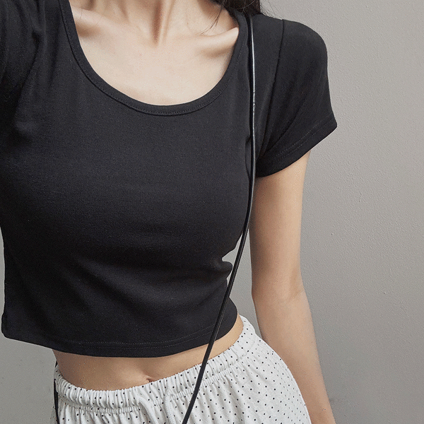 Matin Kim Logo Crop Top In Black | Basic Tees for Women